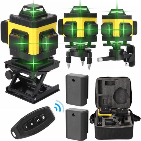 – Niveau laser 4D 16 lignes – Laser vert 520 nm – Autonivellement ±3° – Distance de travail 25m – 2 batteries rechargeables 1200 mAh
