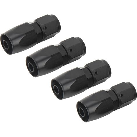 4 Stück universelle Aluminium-Anschlüsse AN6 0° gerader Schwenk-Flexibel-Endadapter Auto Tuning Schwarz für Kraftstoff (1/5)