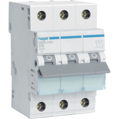 Interruttore automatico, 6 kA, caratteristica B, tripolare, 16 A