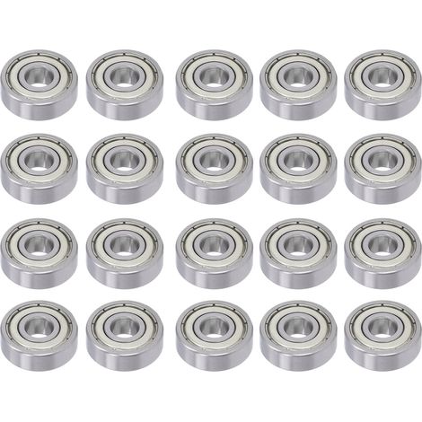 Losnummer von 20 Miniatur-Leichtmetallkugellagern, abgedichtet, Rillenkugellager, für Radial- und Axialbelastung, Referenznummer 625 (1/5)