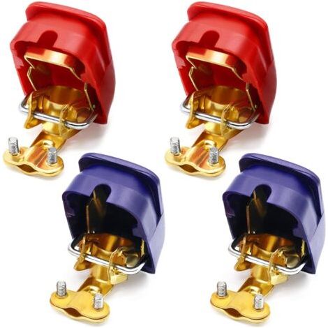 2 Paires Cosse Batterie Voiture, Bornes de Batterie de Voiture Connecteurs à Dégagement, Connecteur de Pince Cosse Battery Terminal pour Moto/Camion/Bateaux - Bleu et Rouge (1/5)