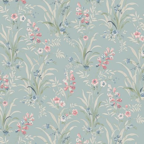 Laura Ashley Mosedale Posy Vliestapete Blau 10mx52cm (1/4)