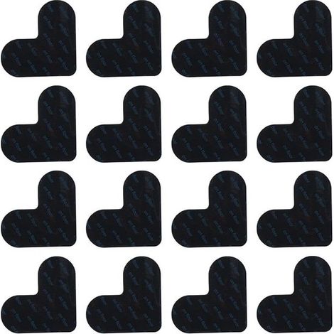 Tapis antidérapants - 8 x 8 cm - Noir - Matière : caoutchouc - Bandes en caoutchouc - 16 pièces par paquet - Bandes antidérapantes - Coins antidérapants (1/4)