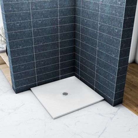 Océan Receveur De Douche 80x80cm Carré Extra Plat Blanc Antiderapant avec Une Grille En Abs (1/5)