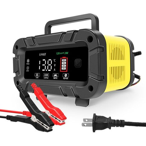 Caricabatterie per auto da 20 A, caricabatterie automatico 12 V/24 V con display LCD, caricabatterie intelligente avanzato per batterie AGM/LiFePO4, moto, barche e caravan. (1/5)