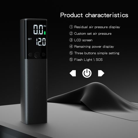 Ortviai Pompe à Air Électrique Portable pour Ballons – AP-004, Écran LCD, Arrêt Automatique, 12 PSI, Batterie 2000 mAh (1/5)