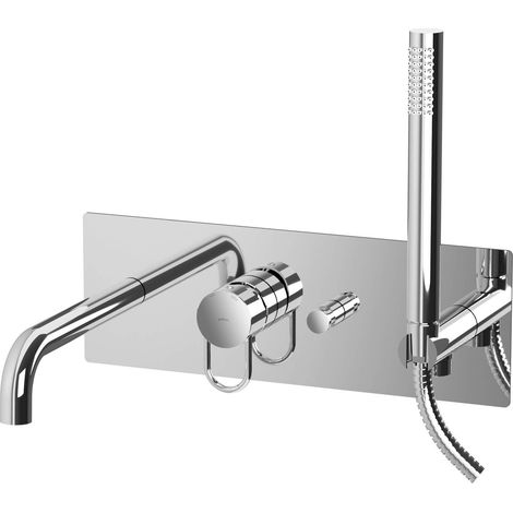 Wanneneinbau-Mischbatterie mit Druckknopf-Umsteller Serie Paffoni Joker JK001CR Verchromt - Messing (1/2)