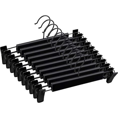 10 cintres pour pantalons, conception en plastique et métal, compatibles avec jupes, pantalons, jeans, etc. (1/4)