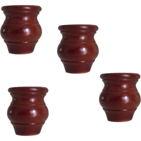 4er-Set Massivholz-Möbelbeine, runde Holzfüße, Ersatzfüße für Sofas, inklusive Montageplatte, Gummibaumholz, für TV-Schränke, OTT-10cm-Rot
