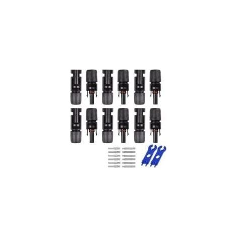 6 paires MC4 mâle/femelle double anneaux Joint étanche Panneau solaire Connecteurs de c (1/4)