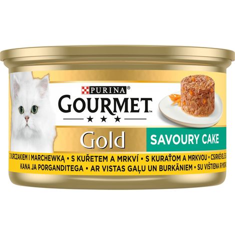 Cibo per gatti Gourmet Gold Savory Cake con pollo e carote, 85 g (1/2)