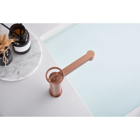 Imex -  Grifo Monomando Lavabo Caño Bajo Oro Rosa Serie  Olimpo (1/2)