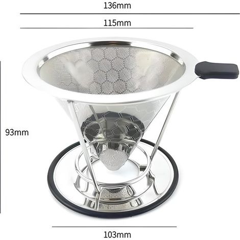 2-in-1-Kaffeefilter aus wiederverwendbarem Edelstahl – Neues Modell – Umweltfreundlicher Kaffeefilterhalter 1x4 – Permanenter Kaffeefilter – Kaffeefilter (1/5)