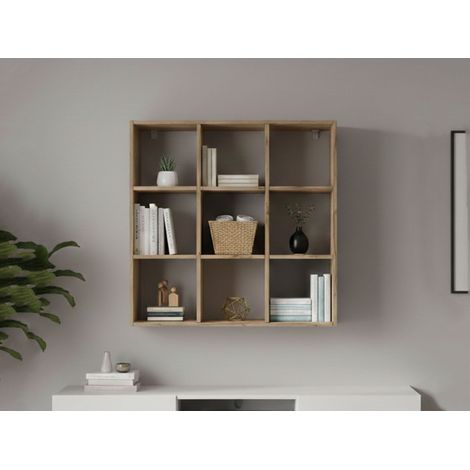 Dmora - Estante para libros Dmanzar, Mueble con baldas, Biblioteca Office, 100% Made in Italy, Roble, cm 90x25h90 (1/4)