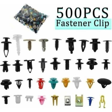 500pcs Rivet Clips Plastique, Plastique Fixation Auto Universel, de Garniture Voiture avec Outil Démontage, pour Panneaux Garnitures Portes Accessoires équipement intérieur (1/4)