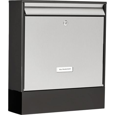 Burg-Wächter Oxford-Set 68770 B+S Cassetta Postale in Acciaio con Scomparto per Giornali Integrato, Argento/Nero (1/5)