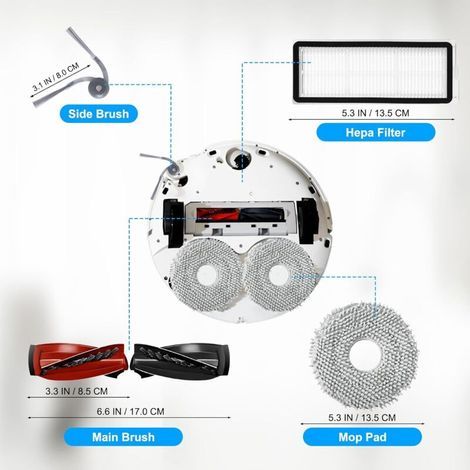 Kit d'accessoires pour Roborock Qrevo S5V / Qrevo Curv/Qrevo Curve/Qrevo Edge/Qrevo Curv S5X / Qrevo EDGE S5A aspirateur robot (20 accessoires) (1/3)