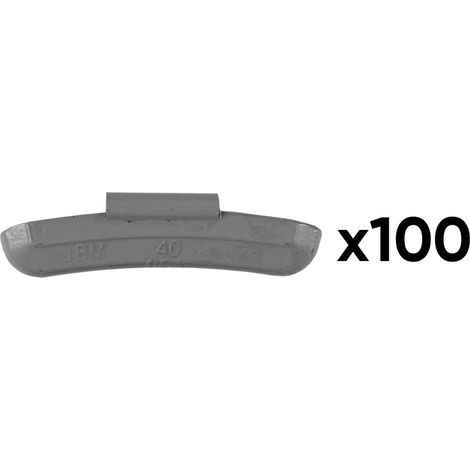 JBM54663 Boîte de 100 contrepoids en zinc avec agrafe de 40 g, spéciale pour jante universelle
