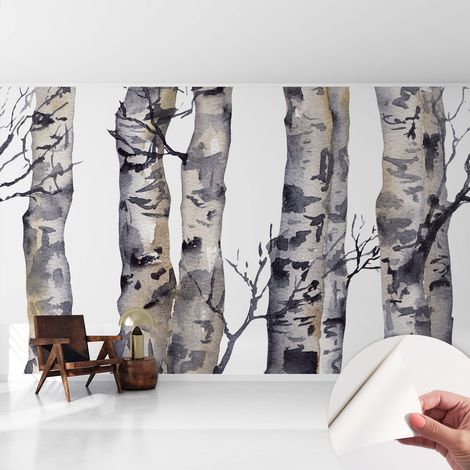Selbstklebend Tapete - Wandgestaltung - Tapete Wohnzimmer - Flur Eingangsbereich Eschenwald 416x254 cm (1/5)
