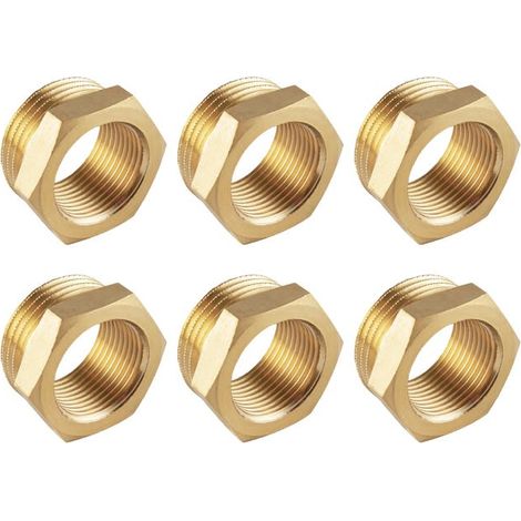 Lot de 6 réducteurs filetage femelle 1/2" vers filetage mâle 3/4" filetage BSP convertisseur hexagonal en laiton adapté