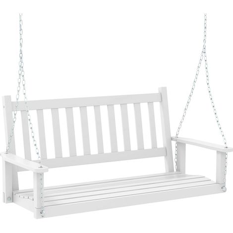 Goplus – Balancelle de jardin 2 places en bois de peuplier – Charge 230 kg – Chaînes de suspension ajustables – Dimensions 136x67x63 cm – Conception ergonomique (1/5)