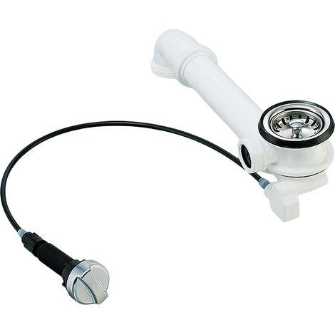 Universal Siebkorb-Excenterventil 70 mm Ablaufgarnitur Abfluss Ersatzteil Spüle inkl. Drehexcenter / Raumschaffer / Hohlschraube / Dichtung / Körbchen ca. 54 mm/ Fernbedienung