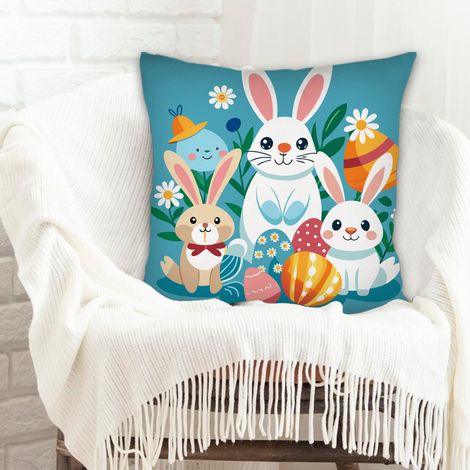 Housse de coussin carréefacile d'entretien pour canapé chambre à coucher salon (1/5)