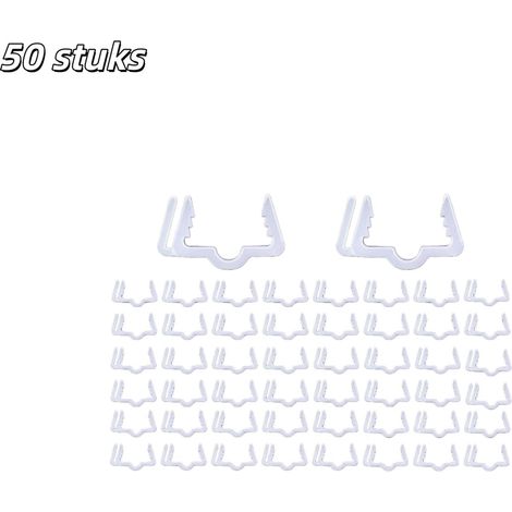 Lot de 50 clips pour guirlandes lumineuses de Noël, fixations festives pour toitures extérieures, clôtures et bordures de toit, blancs (1/5)