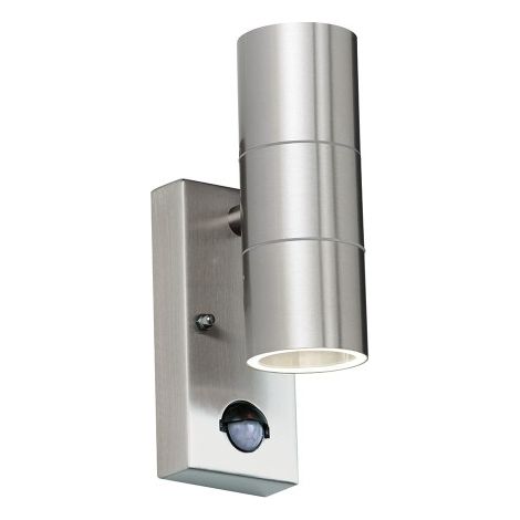 Applique esterna PIR inox lucido su/giù 2xGU10 Endon Canon