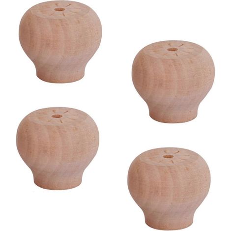 Massivholz-Möbelfüße, Kugelfüße, runde Schrankfüße, erhöhte Füße für Küche, Sofa, TV-Schränke, Kommoden, Chai – 40 mm (1,57 Zoll) – unbehandelt