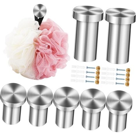 8 crochets muraux, inox, avec vis, pour salle de bain, à visser (1/5)