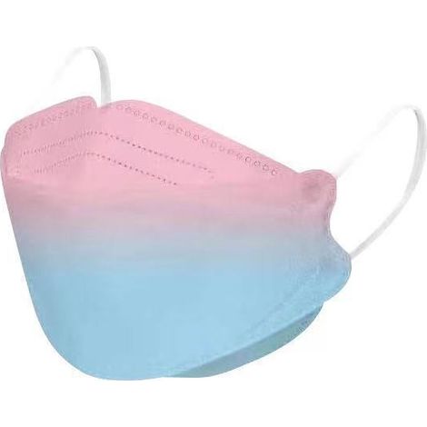 50 pièces de masque KF94 3D en trois dimensions à quatre couches de protection respirant adulte (poudre de couleur dégradée + bleu)
