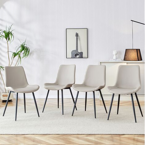 Sillas de comedor de polipiel, lote de 4, diseño moderno, negro y gris DESVIAE (1/5)