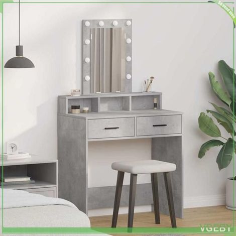 Table de maquillage - ABI - Gris - Bois d'ingénierie - Éclairage LED intégré - 79 x 41 x 140 cm (1/5)