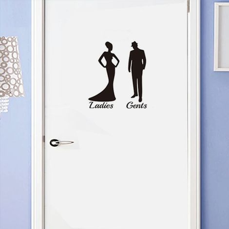 Décor Toilette Autocollant 2 Pièces Homme Femme WC Déco Salle de (1/5)