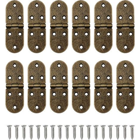 12 Pièces Charniere Porte, Charniere Porte Placard pour Bois, Fenêtre, Table Pliante, Armoires, Portes de Cuisine et D'armoire (Couleur Laiton) (1/5)