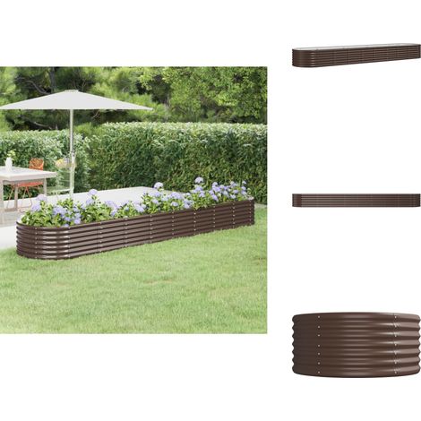 Lit surélevé de jardin Acier enduit de poudre marron - Jardinière Surélevée - Bac À Fleurs - Pot De Fleurs Extérieur - Décoration Jardin - Balcon (1/5)