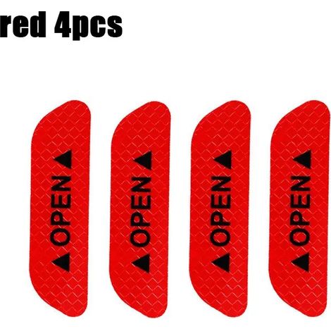 (4 pièces rouges) Autocollant réfléchissant pour portières de voiture, sécurité, ouverture, avertissement, ruban réfléchissant, accessoires auto, réflecteur intérieur/extérieur (1/4)