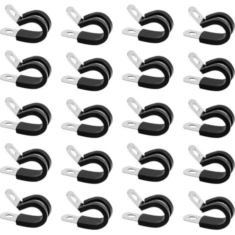 20 abrazaderas para tuberías con inserto de goma，abrazaderas para mangueras de 25 mm，25 mm，acero