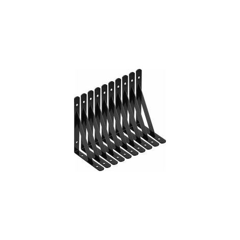 Support d'étagère murale (noir), 12 supports triangulaires en acier à 90 degrés, support d'étagère 150mm x 95mm, support avec 48 vis (24 longues/courtes) et 24 boulons (1/5)