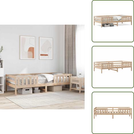 The Living Store Massivholzbett ohne Matratze 90x190 cm Kiefernholz - Massivholzbette - Kiefernbett - Holzbett - Singlebettwäsche - Bettrahmen (1/5)