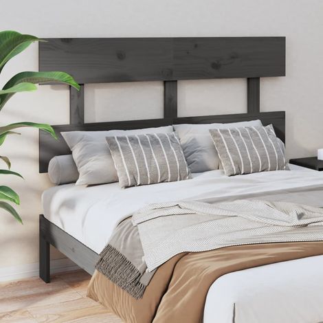 Cabecero de cama madera maciza de pino gris 138x3x81 cm vidaXL (1/5)
