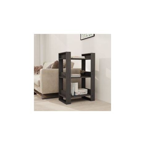 Bibliothèque-Séparateur de pièce Gris 60x35x91 Pin massif (1/5)