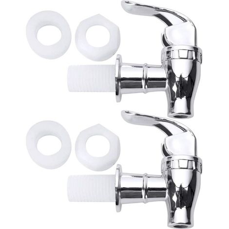 Lot de 2 robinets de baril en acier inoxydable pour distributeur de vin, remplacement pour bouteilles de boissons, canettes de bière, cafetière, seau à lait, argent B 17 mm (1/4)