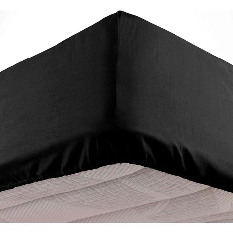 Drap housse 2 personnes 140 x 190 cm microfibre 100% polyester – Bonnet 30 cm – Séchage rapide – Couleur noir – Oscar