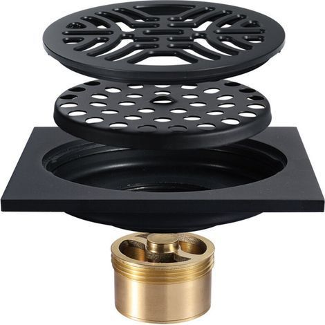 pair Siphon de sol - Siphon de sol de salle de bain - Siphon de sol extérieur - Siphon de sol extérieur pour balcon épaissi anti-blocage, anti-insectes et anti-odeurs 100 × 100 mm noir (1/5)