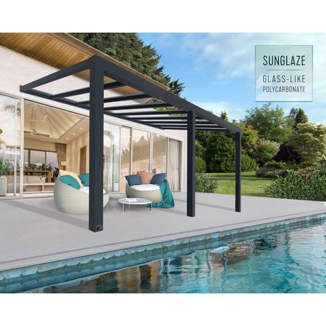 Palram – Couverture de patio 3,4x5,9m gris – Aluminium résistant aux UV – Système de toiture sans vis – Gouttière intégrée – 705926 (1/5)