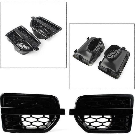 Set di due pezzi composto da griglia del radiatore, prese d'aria e griglie laterali in ABS nero lucido, adatto ai modelli Land Rover Discovery 4 LR4 dal 2010 al 2015.