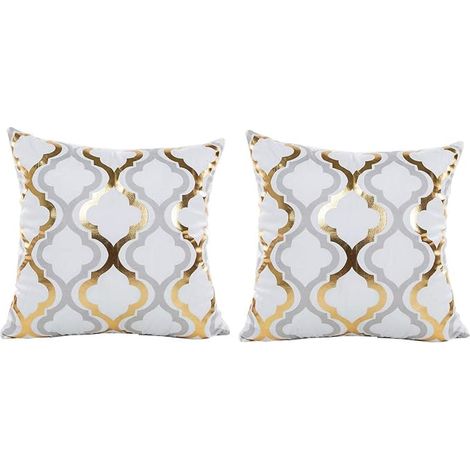 Taies d'Oreiller à Imprimé Or et Argent 45x45cm, Lin Rétro et Vintage pour Canapé et Lit Lot de 2 (1/4)