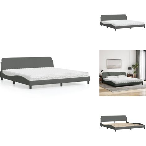 Bett mit Matratze Dunkelgrau 200x200 cm Stoff - Bettsofa - Doppelbett - Boxspringbett - Massivholzbette - Schlafzimmermöbel (1/5)